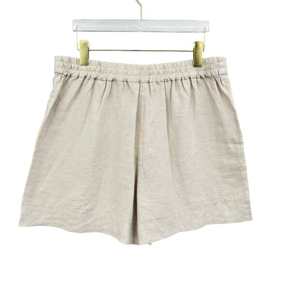 Trina Turk Out of Office NWT Soothe 100% Linen Neutral Beige Drawstring Shorts - Picture 2 of 8
